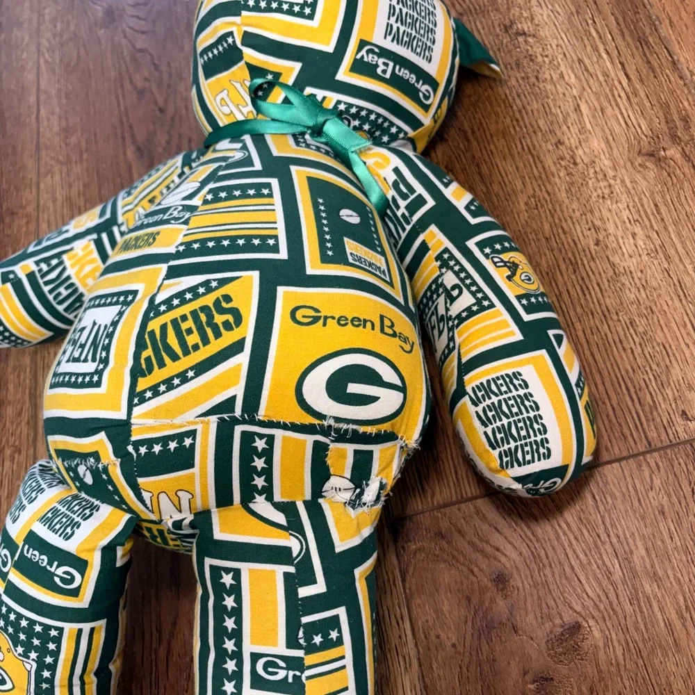 Green‎ Bay Packers Plush homemade Stuffed Teddy Bear Football Green Gold 24